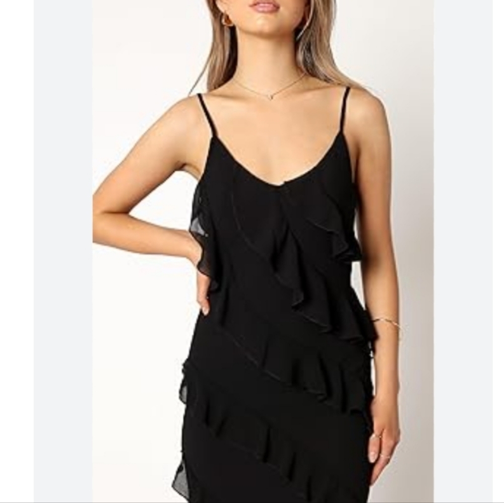 Petal & Pup Ciao Ruffle Maxi Dress In Black S NWT - Picture 5 of 12